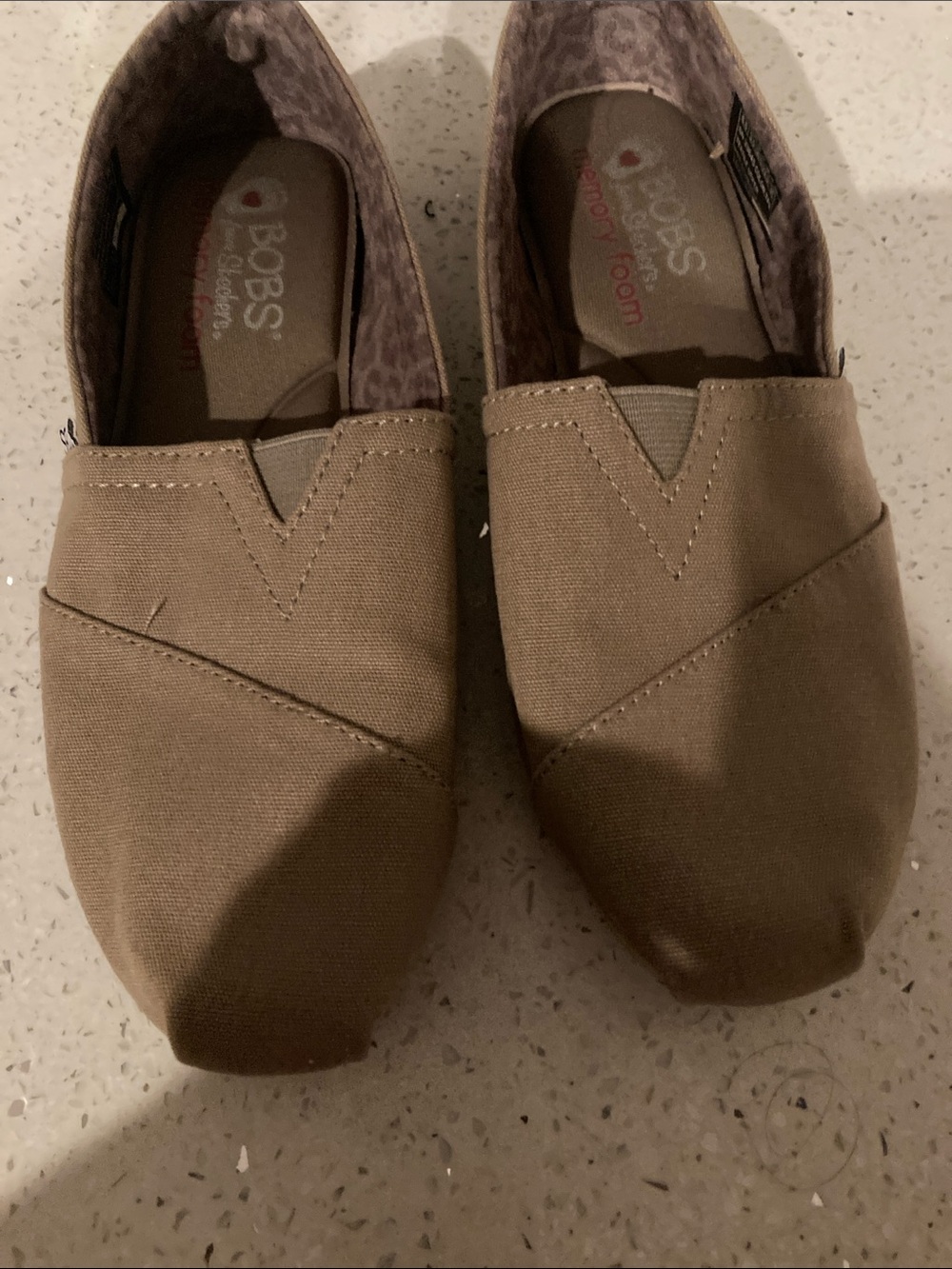 Skechers BOBS Slip-On Canvas Flats in Tan